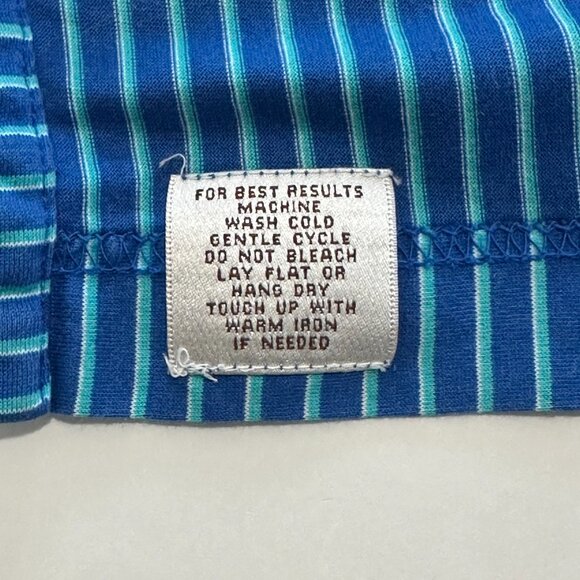 Peter Millar Summer Comfort Polo Shirt Mens Large Blue Green Striped Performance - Picture 3 of 6